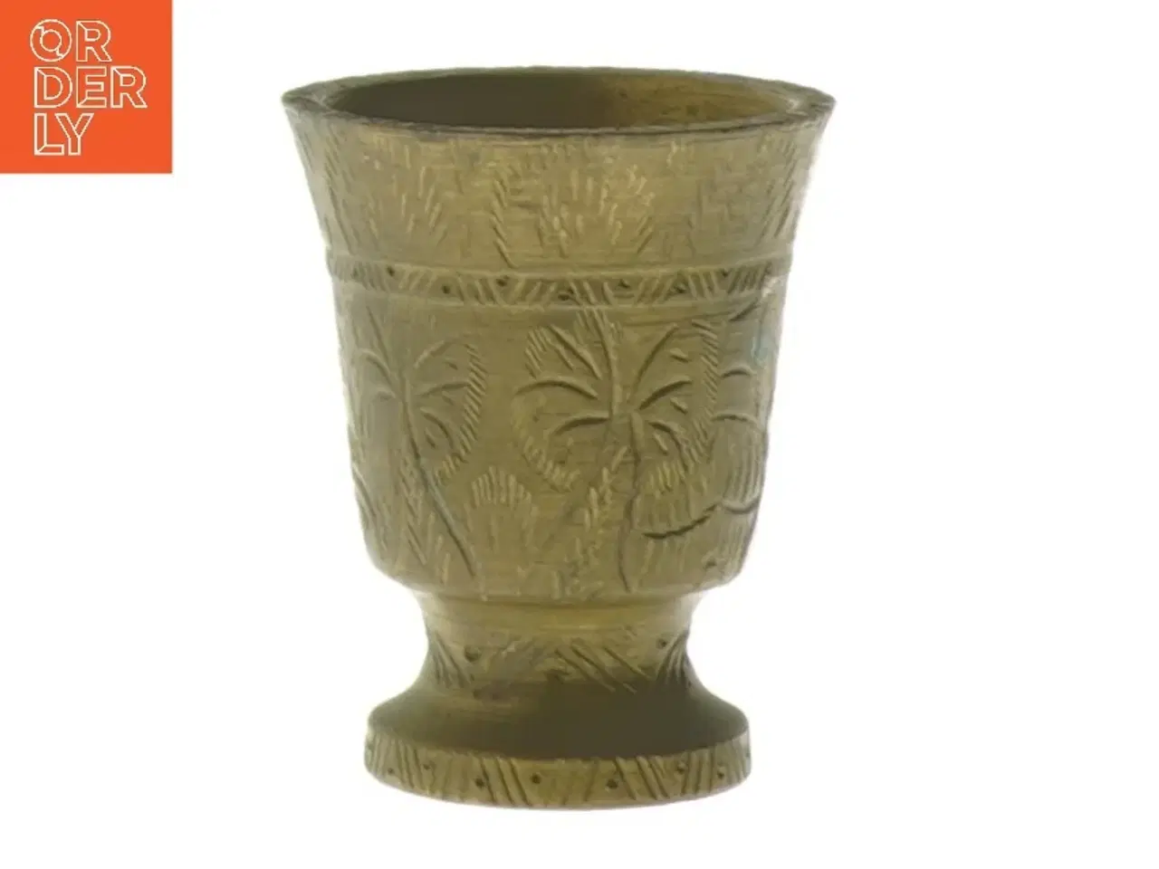 Billede 2 - Dekorativ vase i bronze med indgraveret mønster (str. 5x6,5 cm)