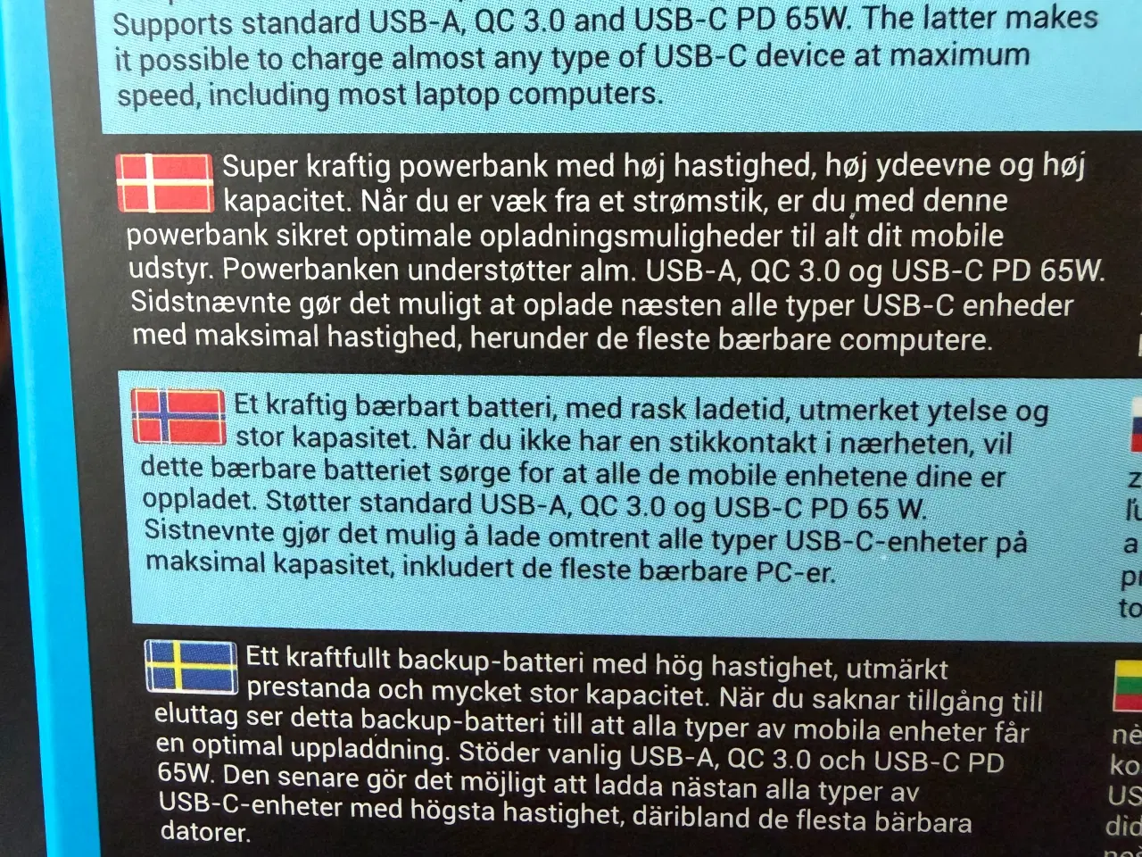 Billede 2 - Powerbank Sandberg 2000 PD65W+2xQC3.0