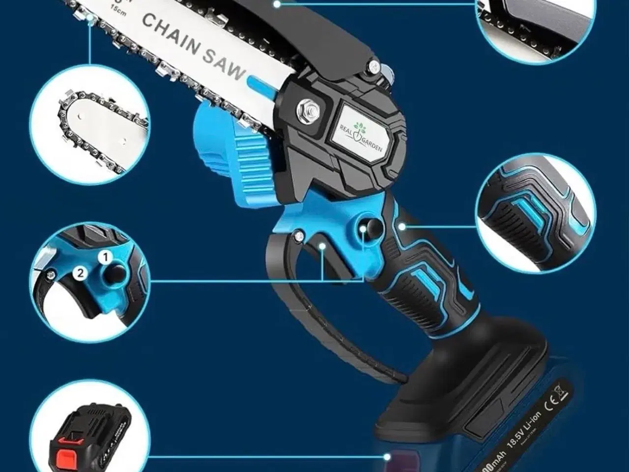 Billede 3 - Kædesav med 2 batterier i kuffert