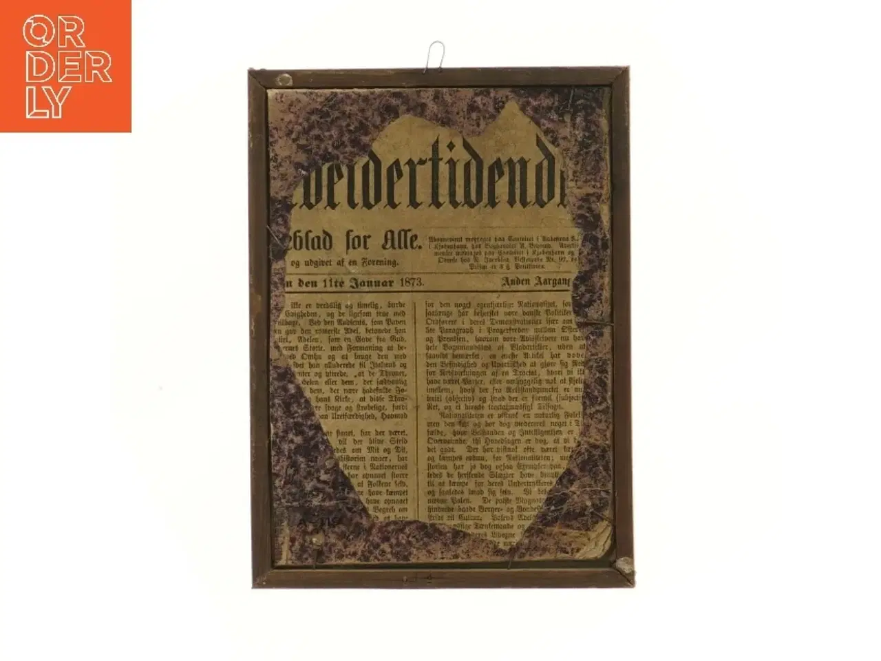 Billede 1 - Antik ramme med skitse og avisudklip (str. 17x23 cm)