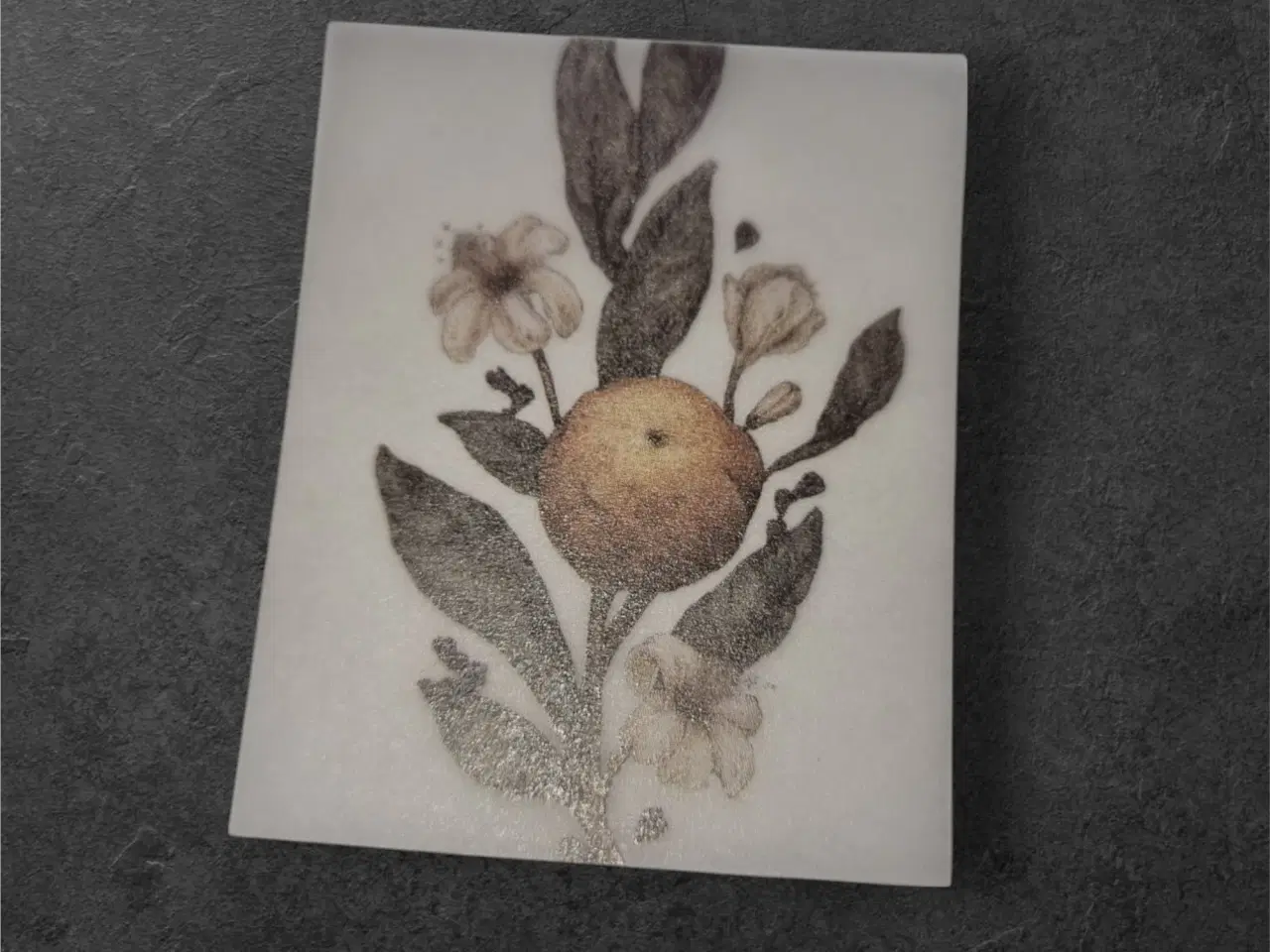 Billede 1 - Eksklusive papirark med gylden-orange botanisk ill