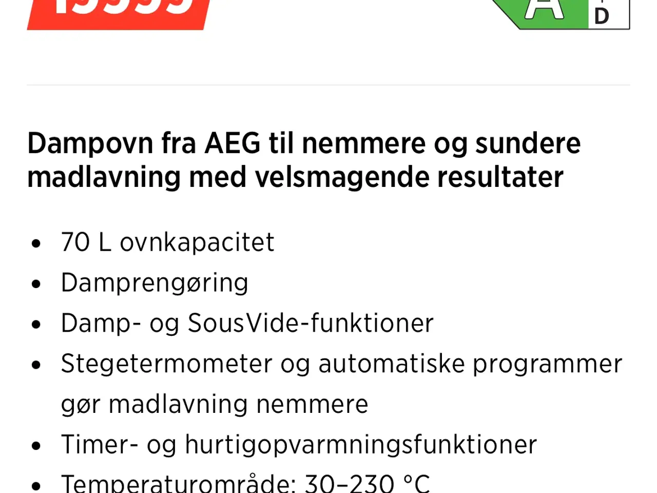 Billede 2 - AEG 8000-serien indbygningsovn (HELT NY)