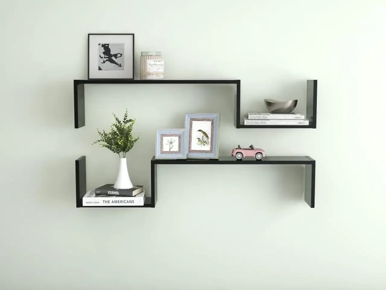 Billede 1 - Væghængte kubehylder 2 stk. 100x15x20 cm konstrueret træ sort