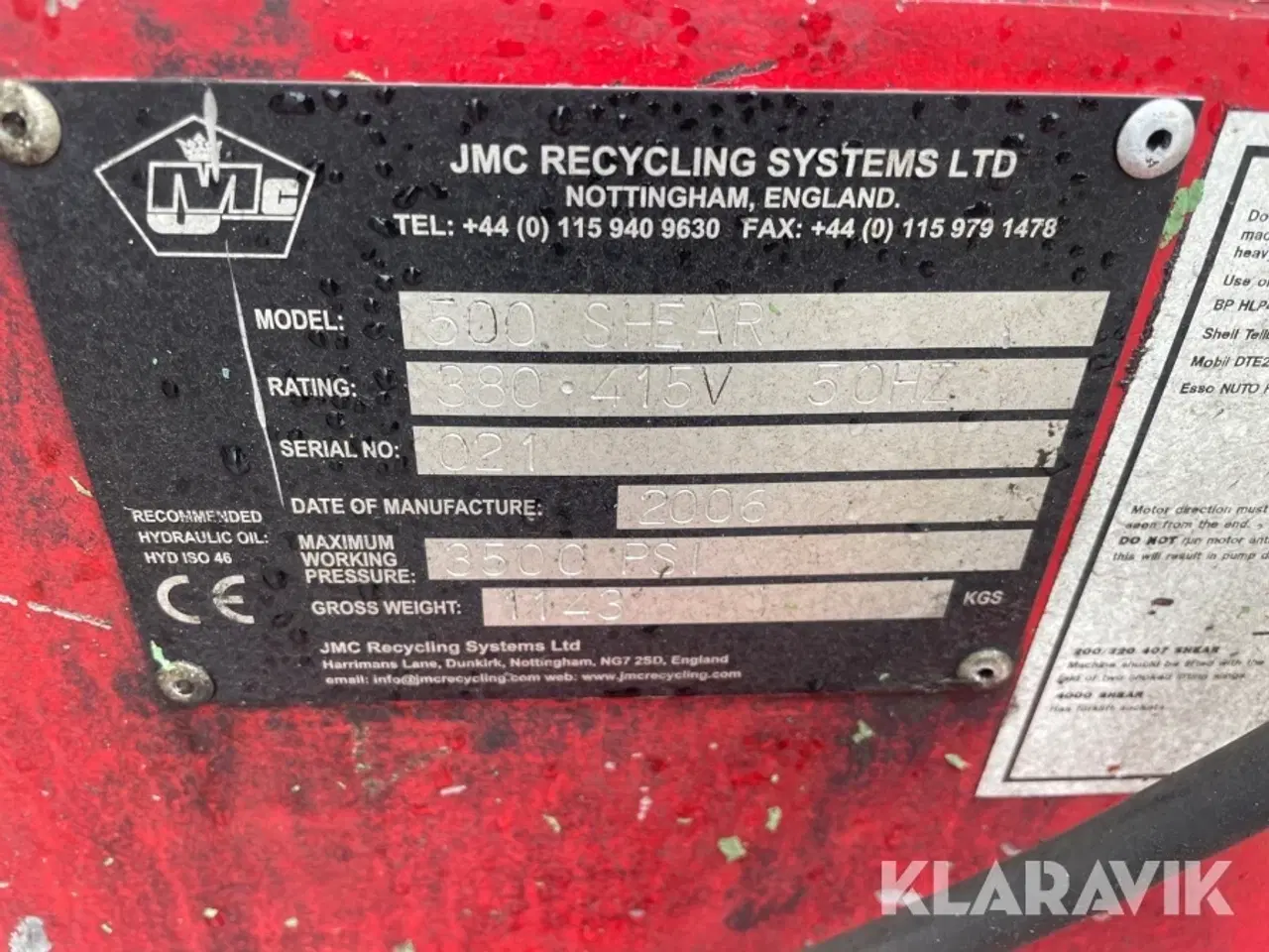 Billede 9 - Hydraulisk metalsaks JMC 500 Shear