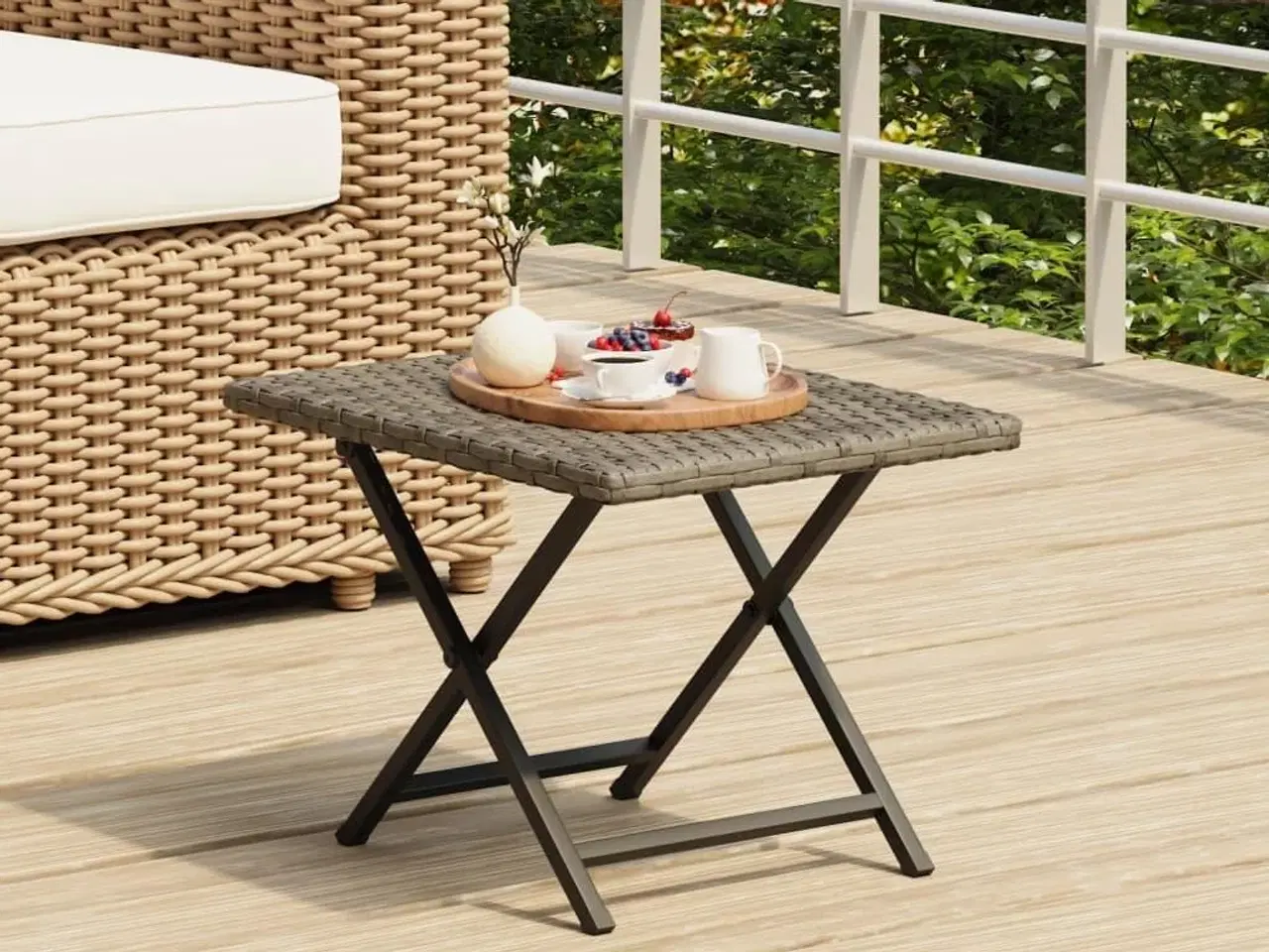 Billede 1 - Foldbart bord 45x35x32 cm polyrattan grå