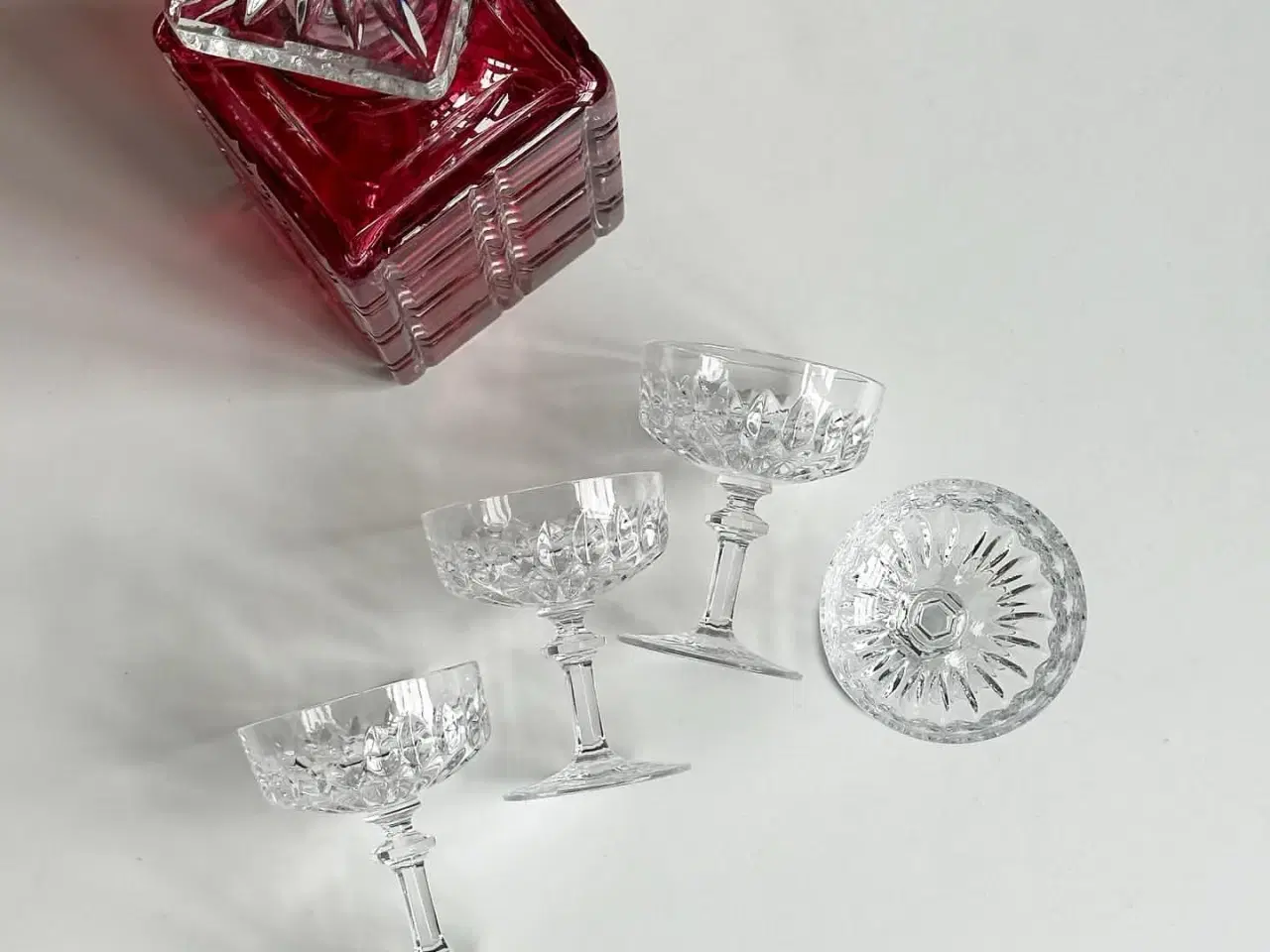 Billede 1 - Likørskåle, krystalglas, 4 stk samlet
