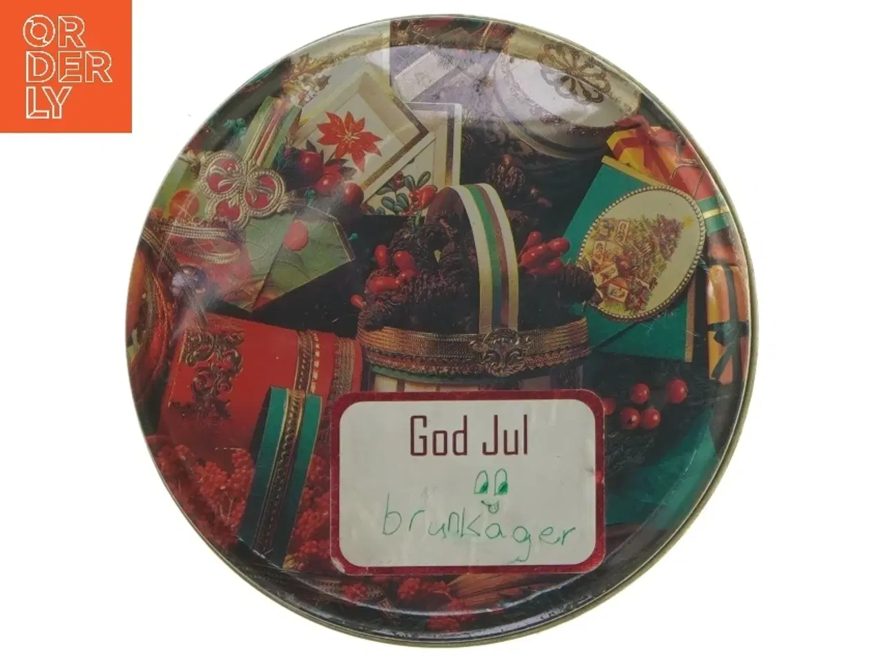 Billede 4 - Dåse med julemotiv (str. Ø 14 cm højde 7 cm)