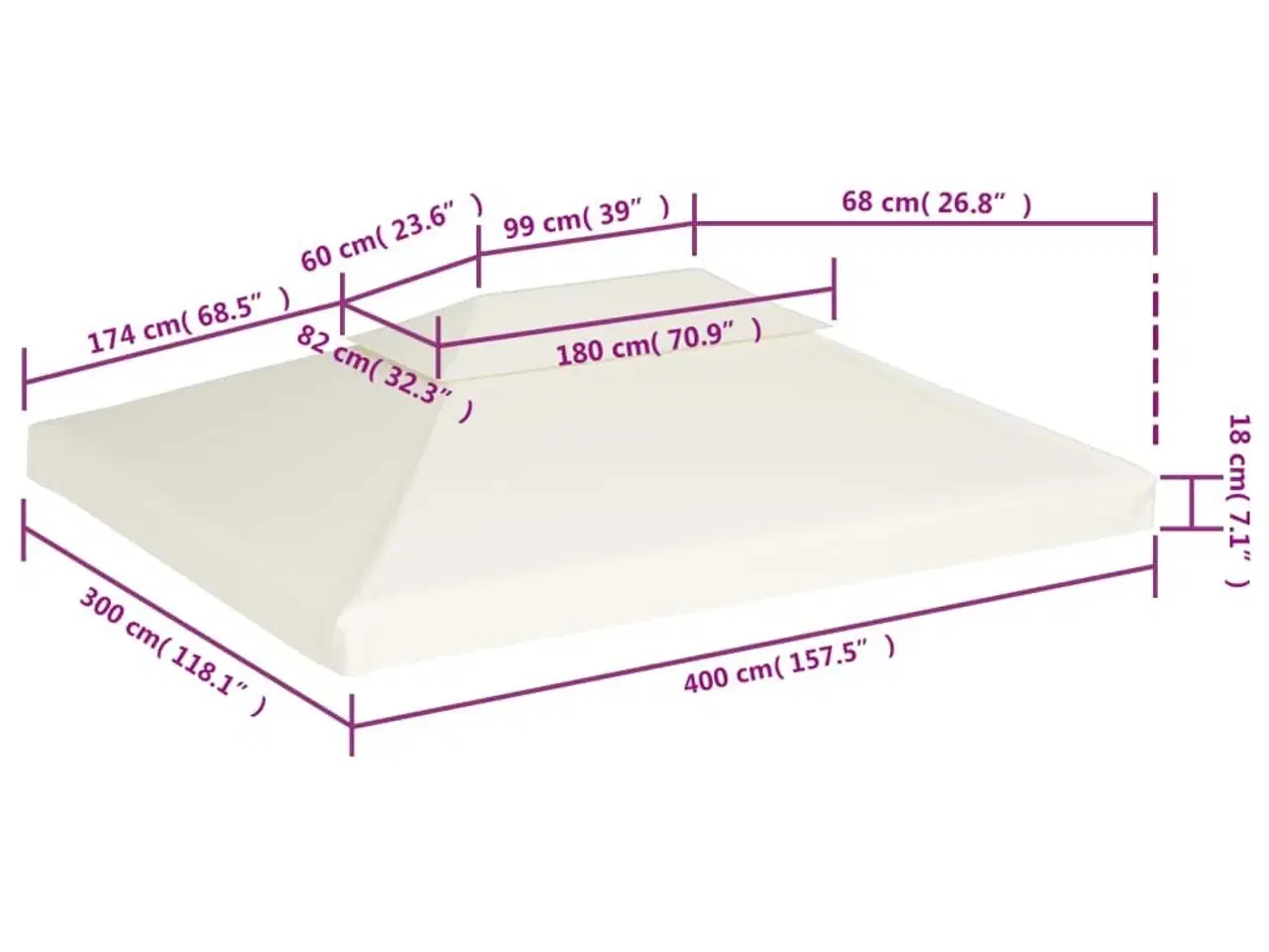 Billede 6 - Baldakin til havepavillon 3x4 m 310 g/m² cremehvid