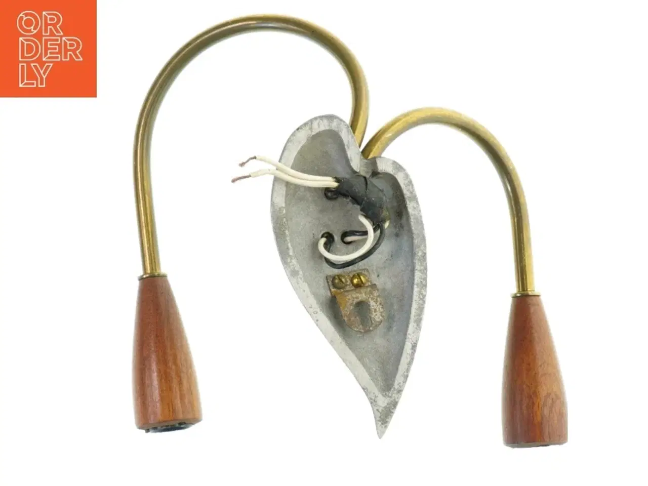 Billede 3 - Vintage Væglampe i messing og Teak træ (str. 22,5x21 cm)