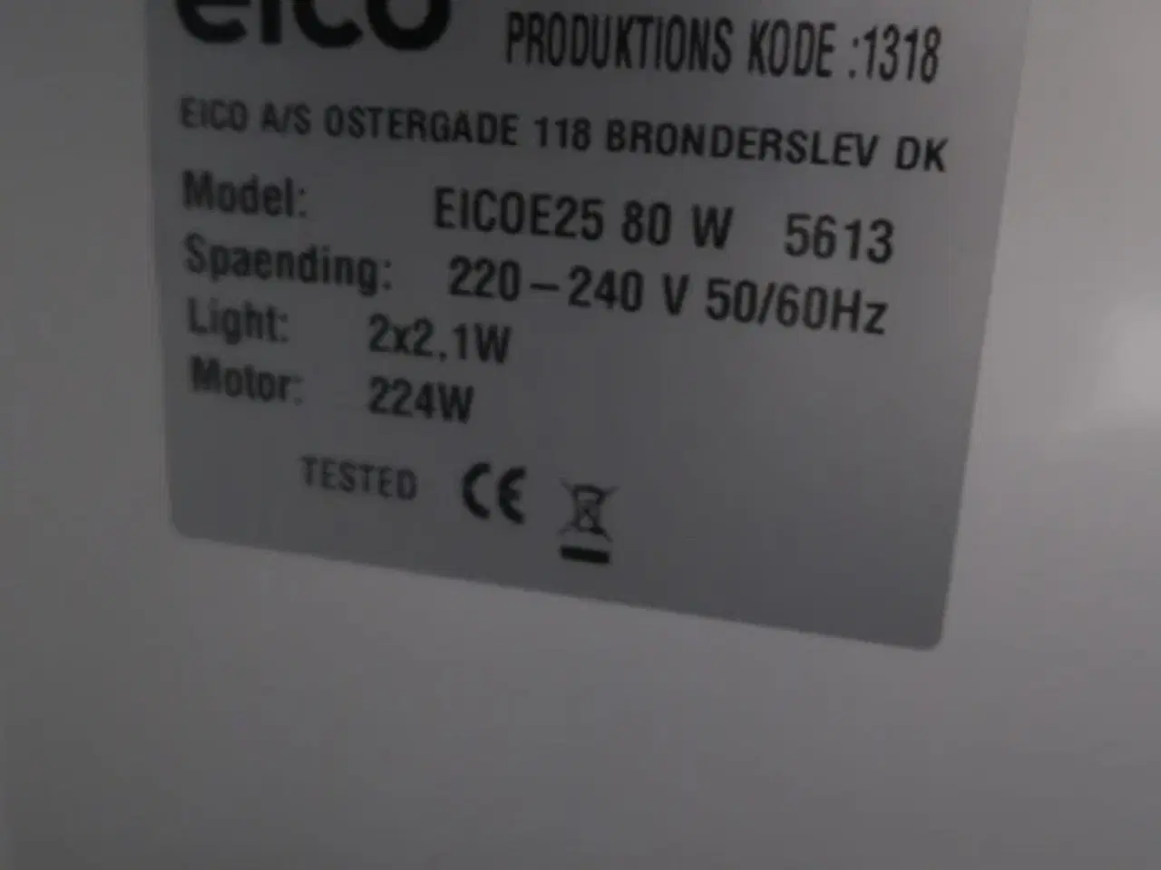 Billede 6 - Væghængt emhætte EICO E25 80W 5613