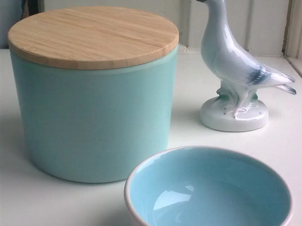 Billede 10 - Pottehoved KERAMIK plantepotte & LYSblå sjov!