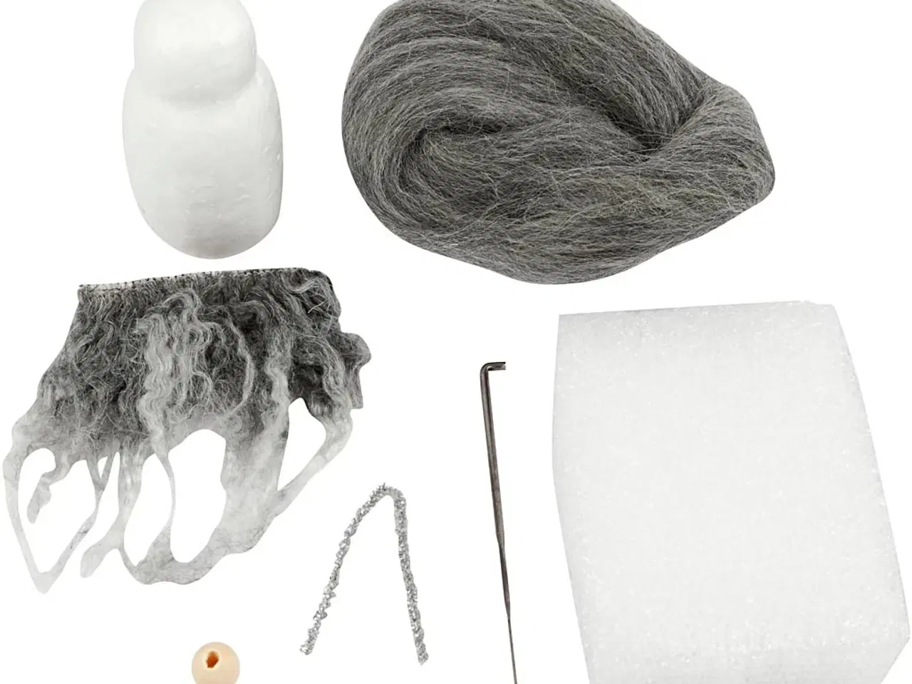 Billede 1 - Mini DIY Kit, Næsenisse, H: 13 cm, grå melange, 1 pk.