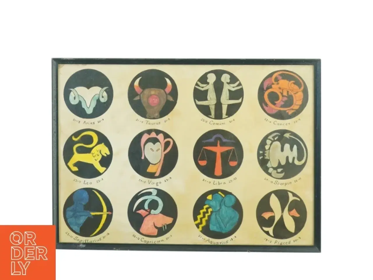 Billede 1 - Indrammet tegninger af stjernetegn af Flemming Hansen, 1958 (str. 44 x 32 cm)