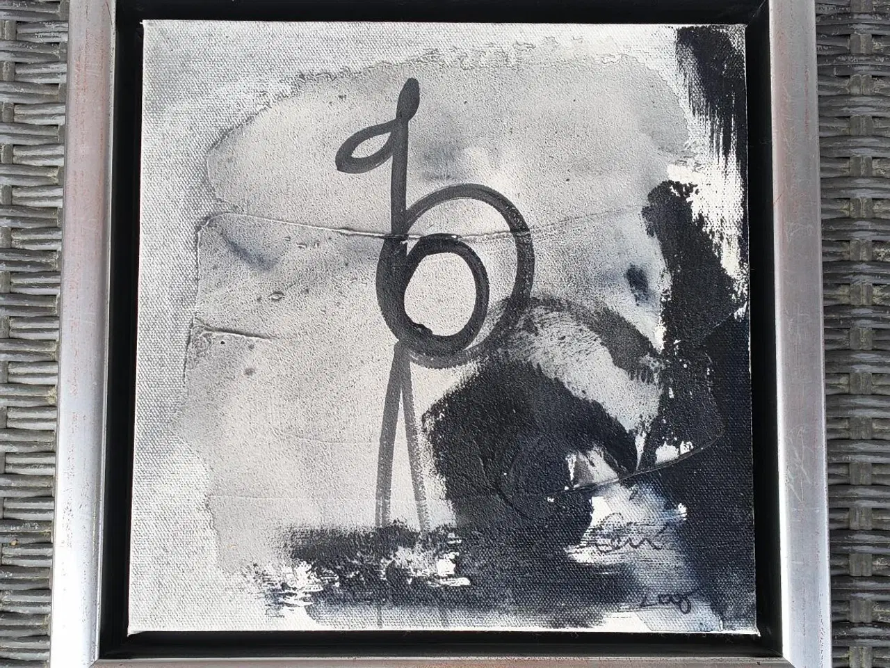 Billede 2 - 3 FLOTTE MALERIER I SØLV SVÆVERAMMER, 24X24 CM