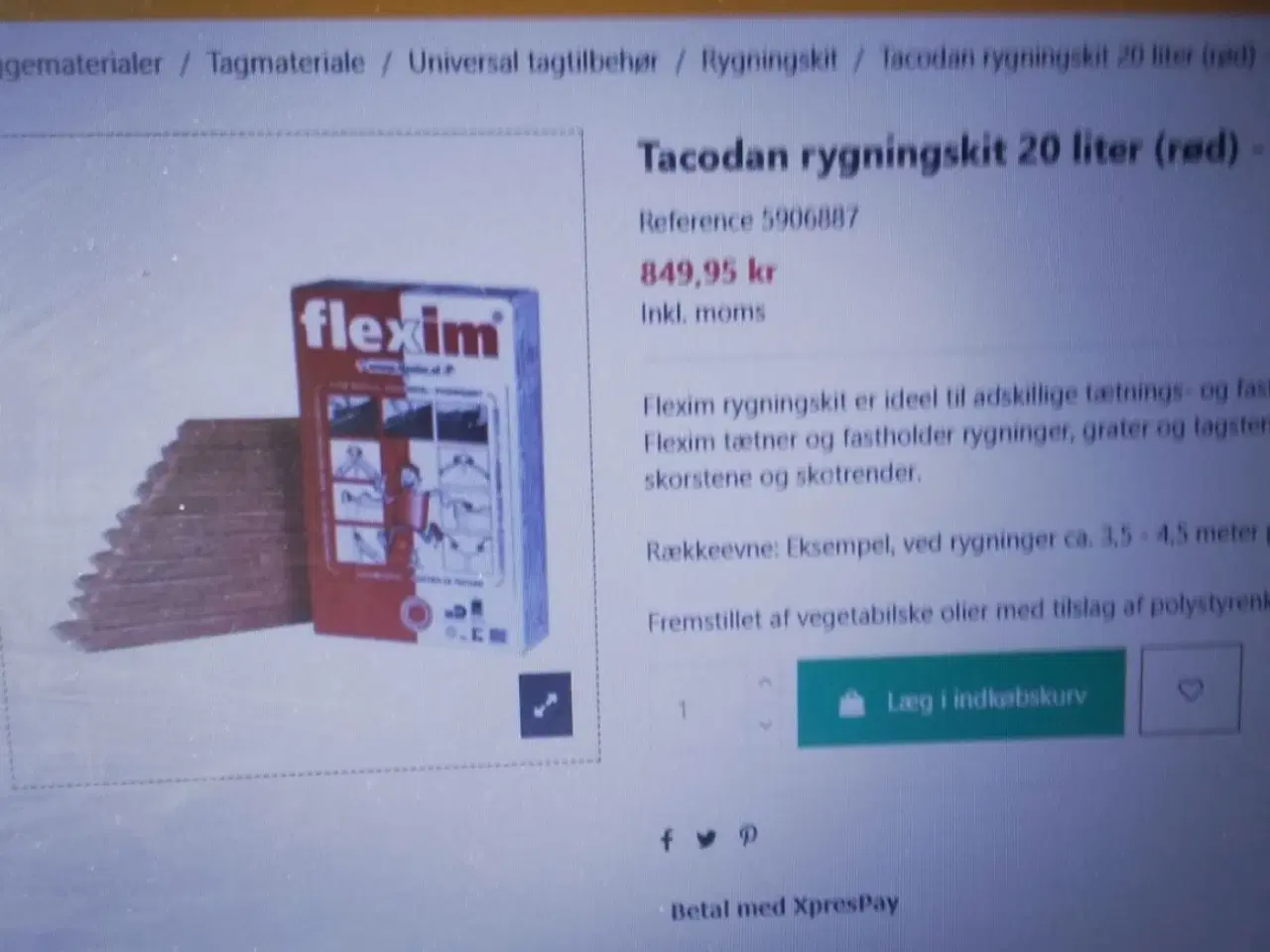 Billede 1 - Flexim Rygningskit. til F.eks Rygningsten