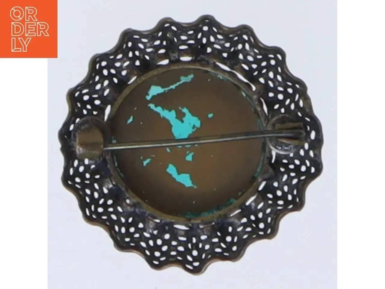 Billede 2 - Vintage broche med grøn sten (str. 3 cm)
