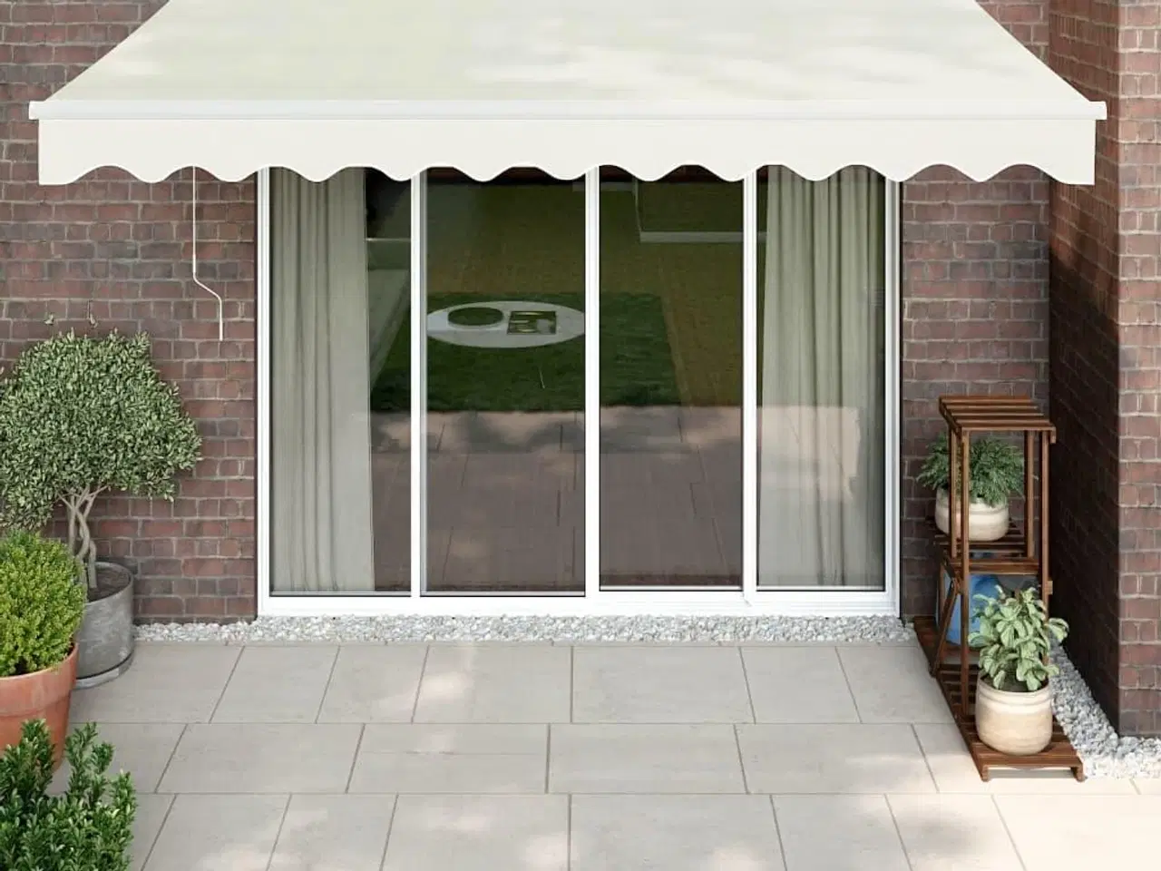 Billede 1 - Foldemarkise manuel betjening 3x2,5 m stof aluminium creme