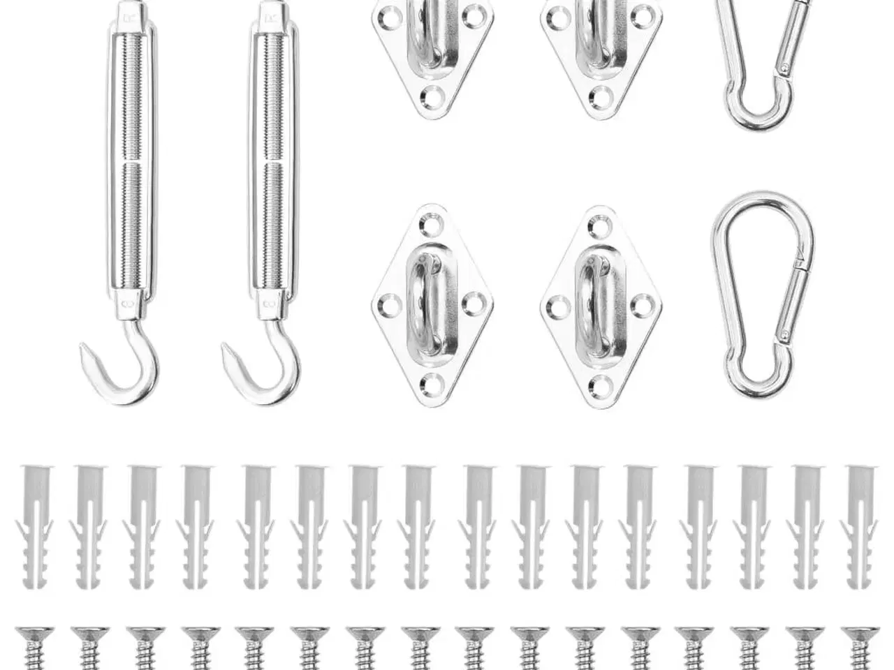 Billede 1 - Fastspændingssæt til solsejl 8 dele rustfrit stål