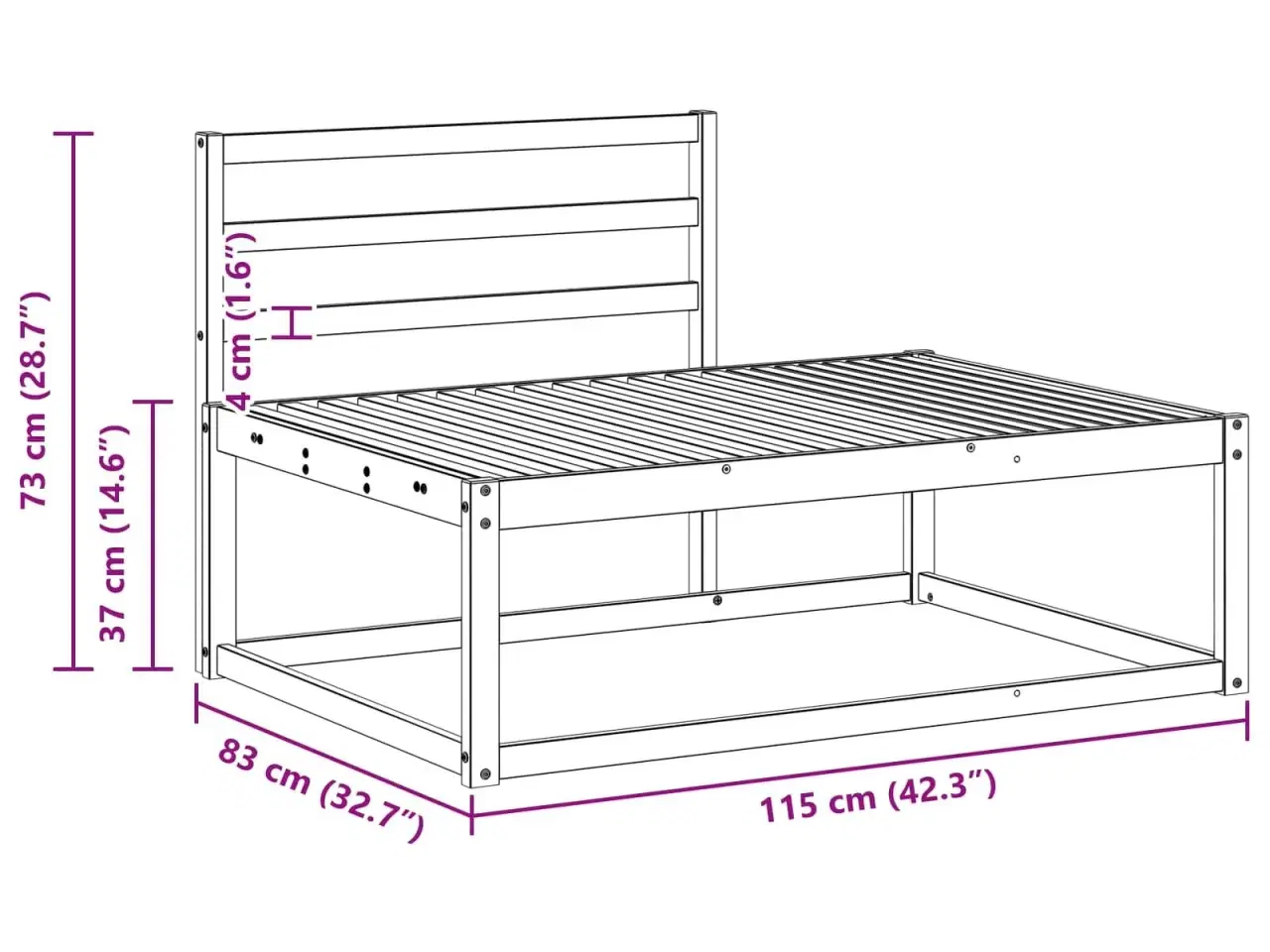 Billede 10 - Udendørs end sofa Naturfarvet 115 x 83 x 73 cm