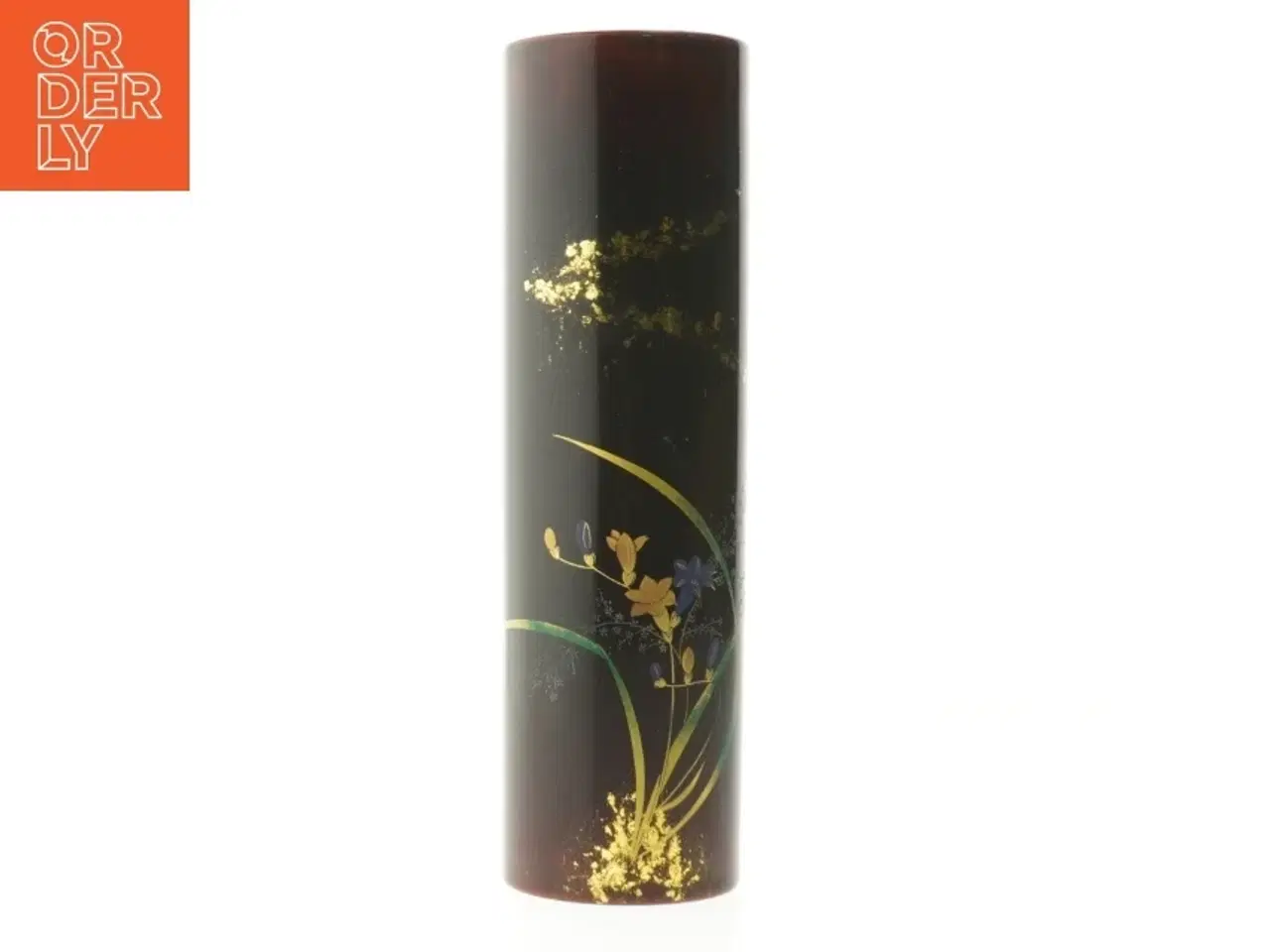 Billede 1 - Dekorativ vase med blomstermønster (str. Ø. 7,5 cm. længde. 26 cm)