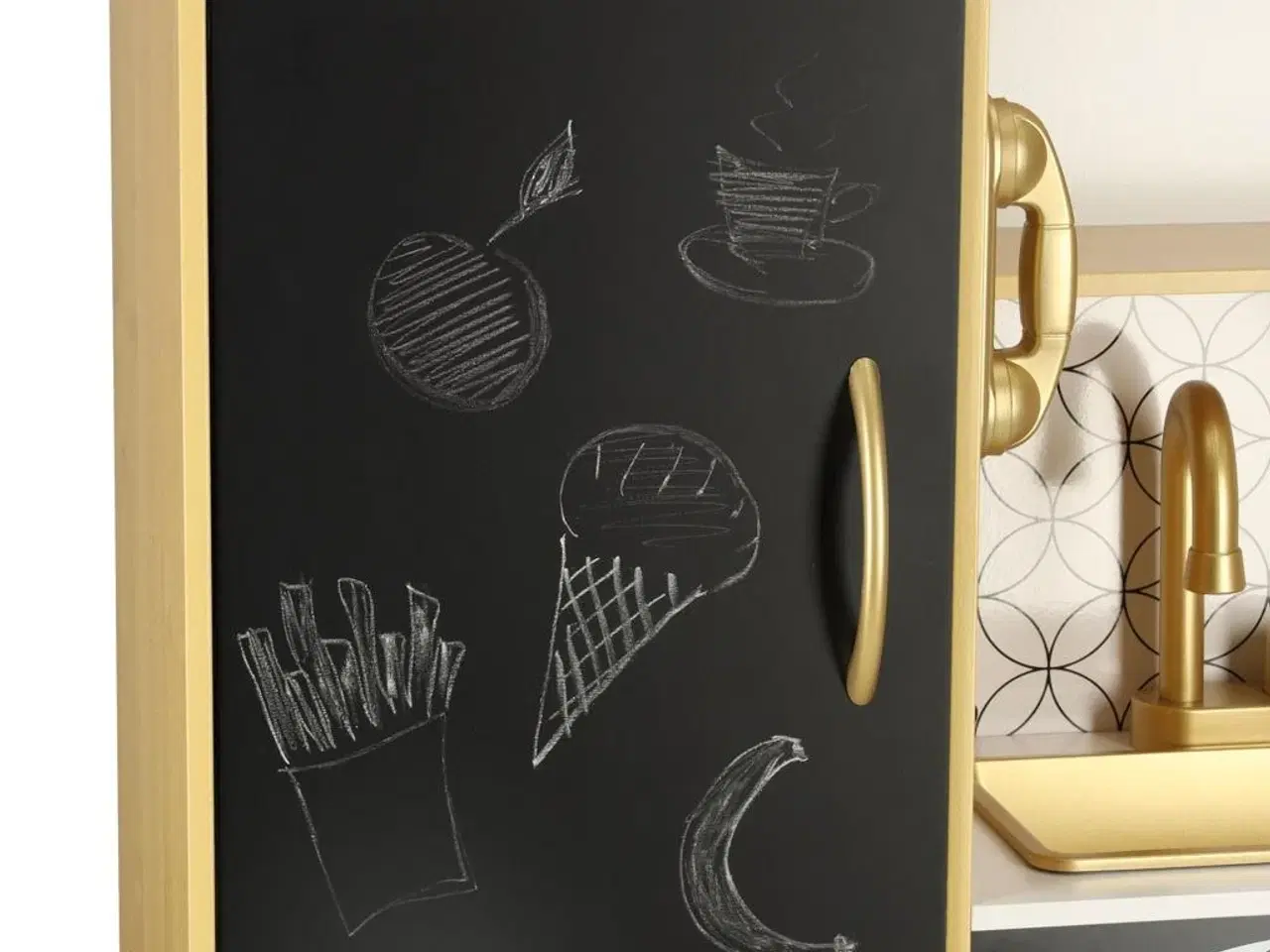 Billede 8 - Legekøkken i træ til børn med køleskab – guld