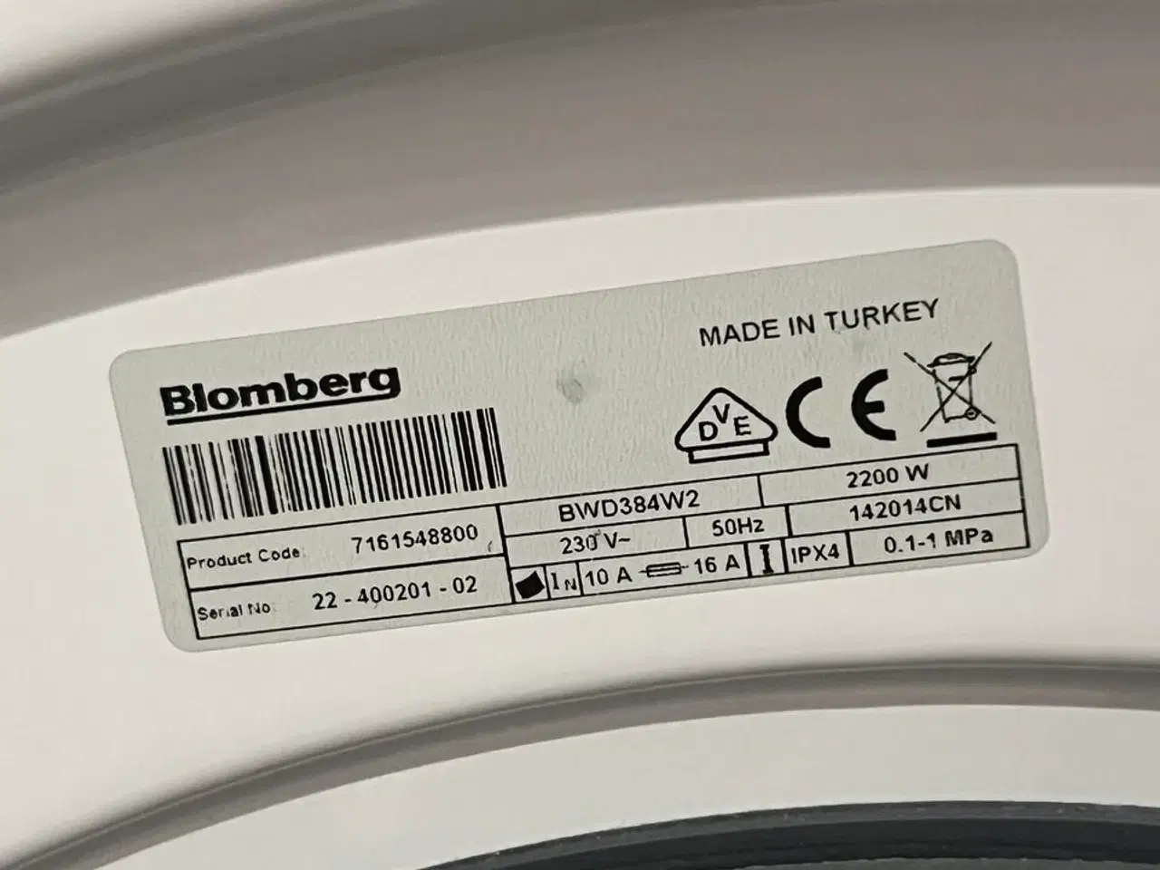 Billede 2 - Vaske/tumblermaskine BLOMBERG BWD384W2