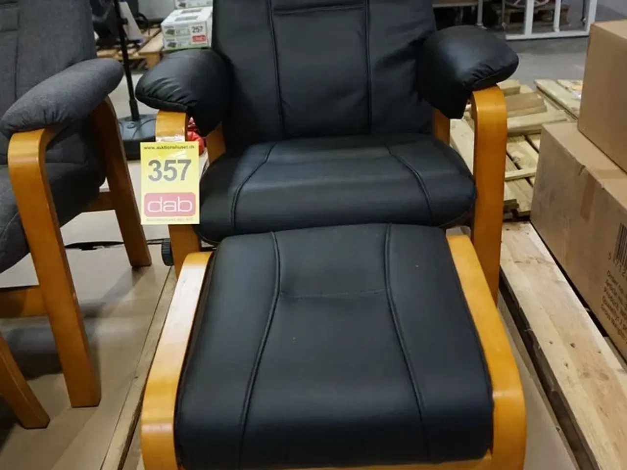 Billede 4 - Otium lænestol inkl. fodskammel - sort PU-læder