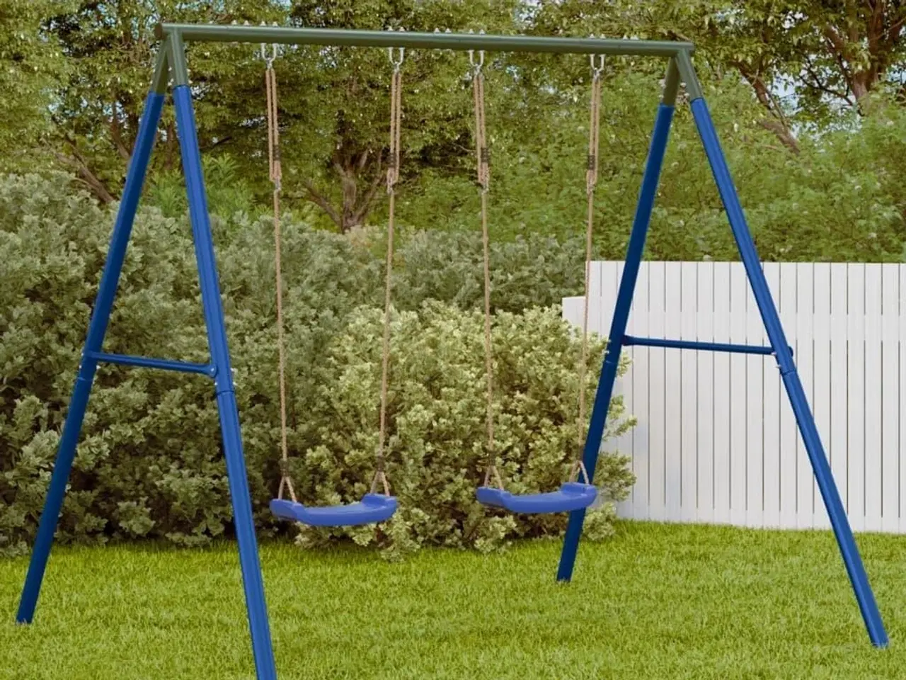 Billede 1 - Gyngestativ med 4 kroge stål blå