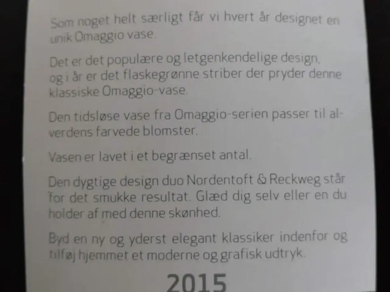 Billede 2 - Kähler Omaggio vase, FLASKEGRØN 20 cm LE 2015