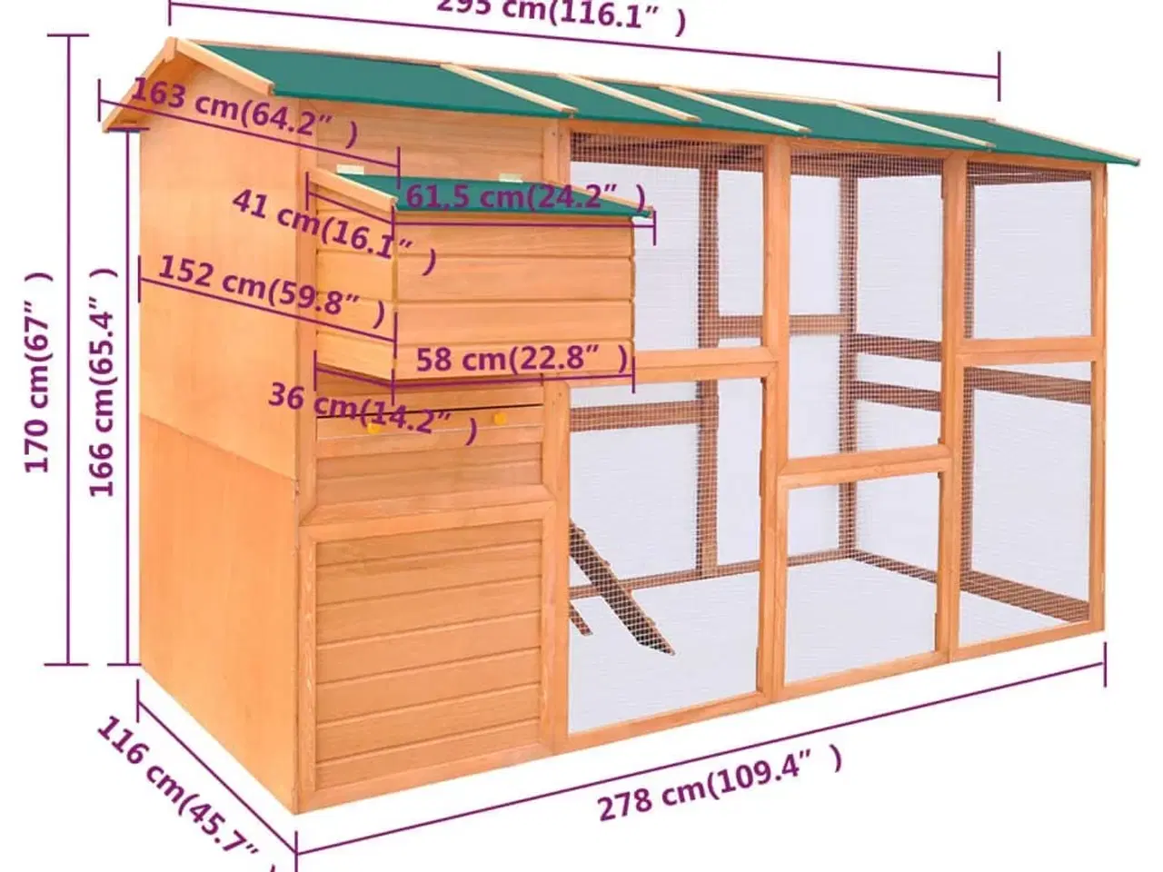 Billede 9 - Hønsehus 295x163x170 cm træ
