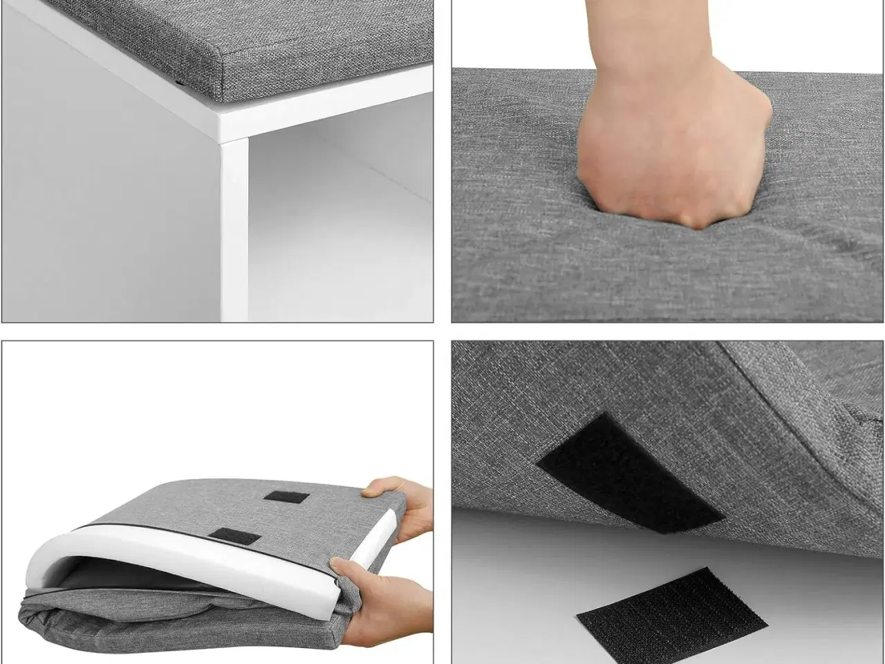 Billede 6 - Skobænk med opbevaring hvid/grå, polstret sæde, 2 åbne rum + 1 lukket (LHS021W01)