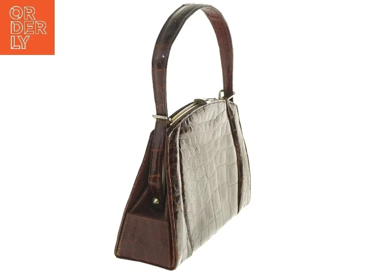 Billede 5 - Brun krokodillemønster håndtaske (str. 16x8x27 cm)