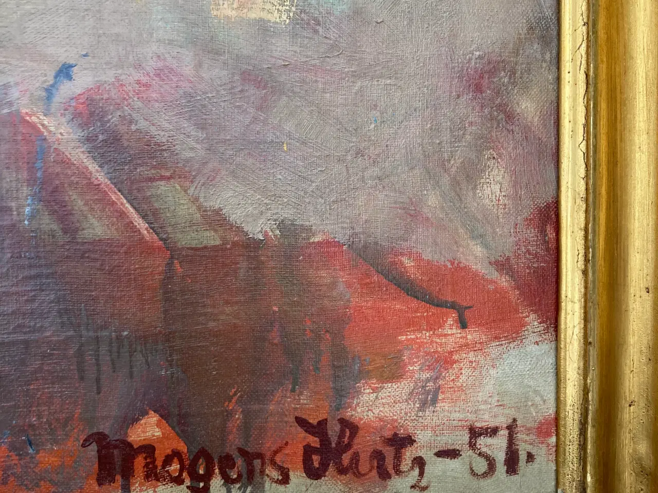 Billede 2 - Mogens Hertz Gudhjem maleri medmøl1951, 110x89 cle