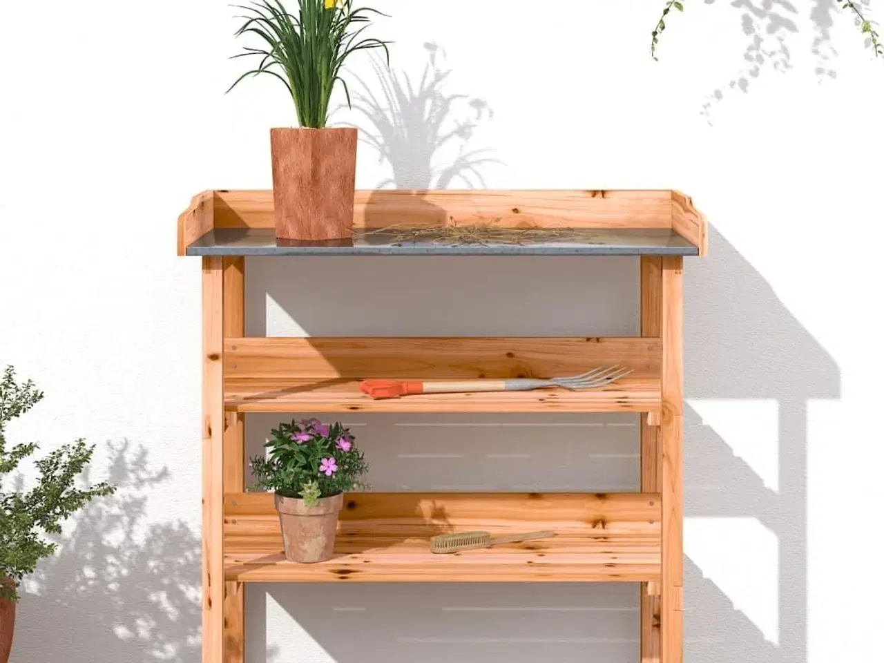 Billede 3 - Plantebord med hylder 78x38x82,5 cm massivt grantræ brun