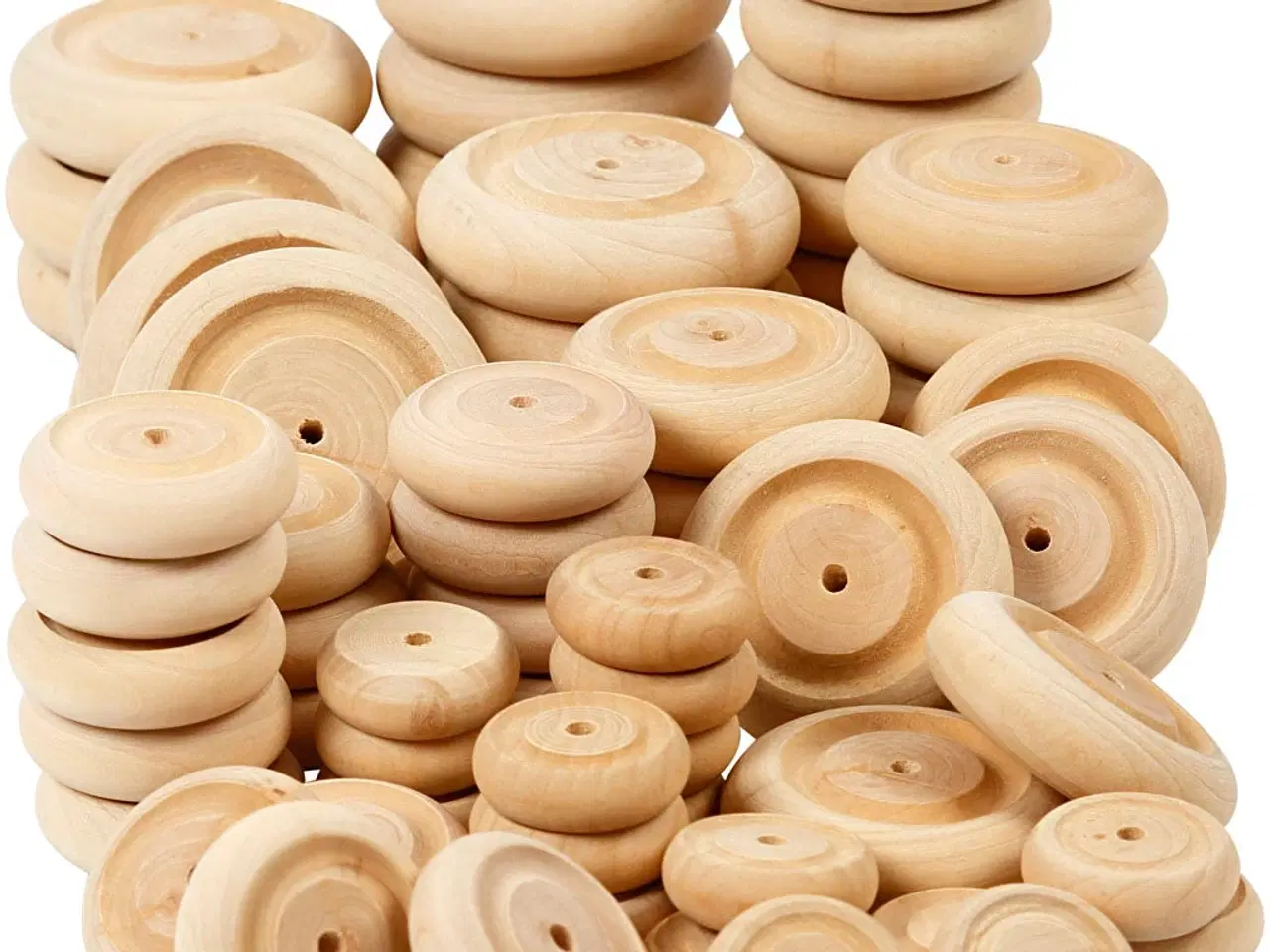 Billede 1 - Kvalitets træhjul 24-50 mm, 40 stk. i pakke