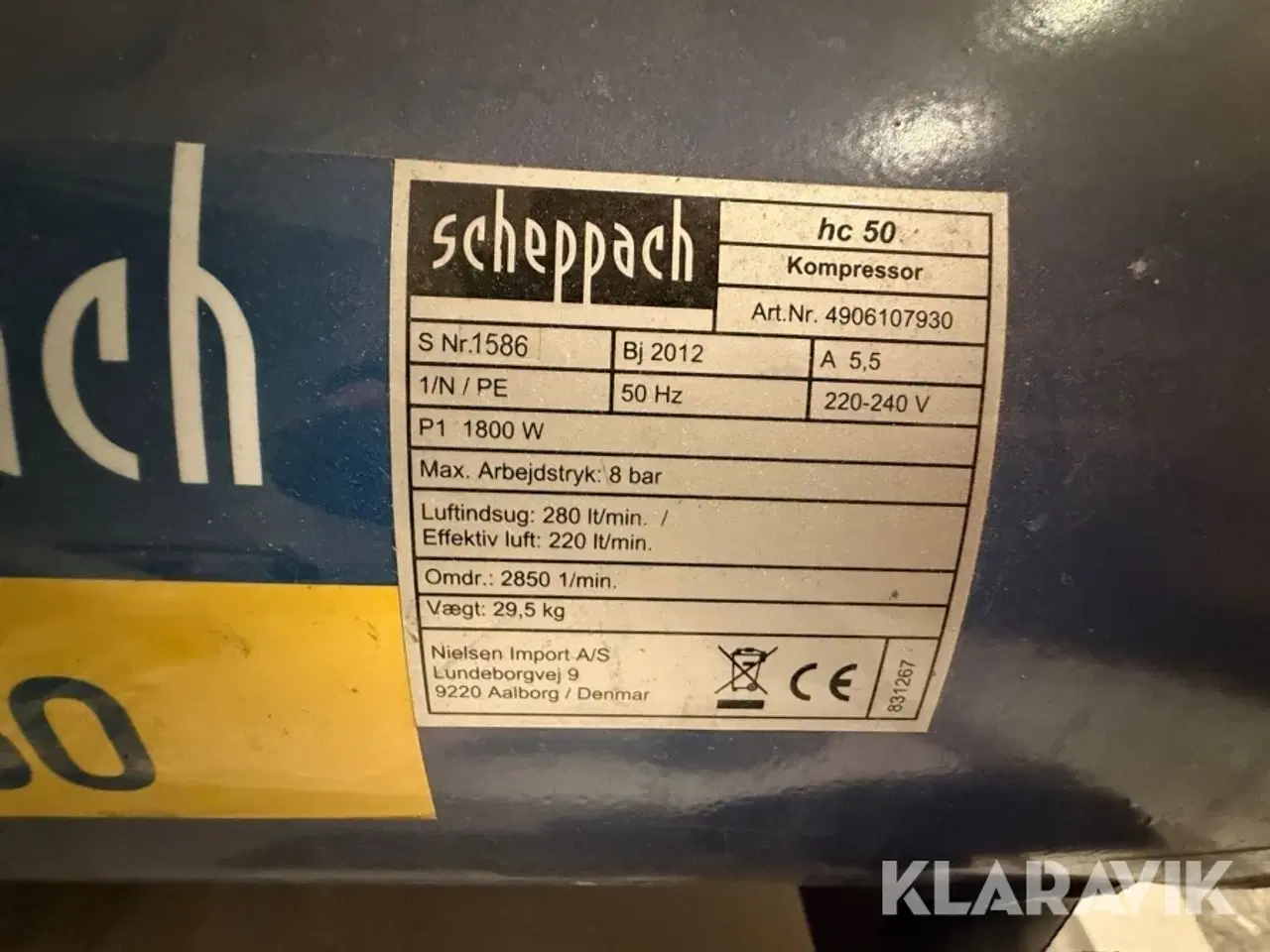 Billede 9 - Kompressorer Scheppach HC 50