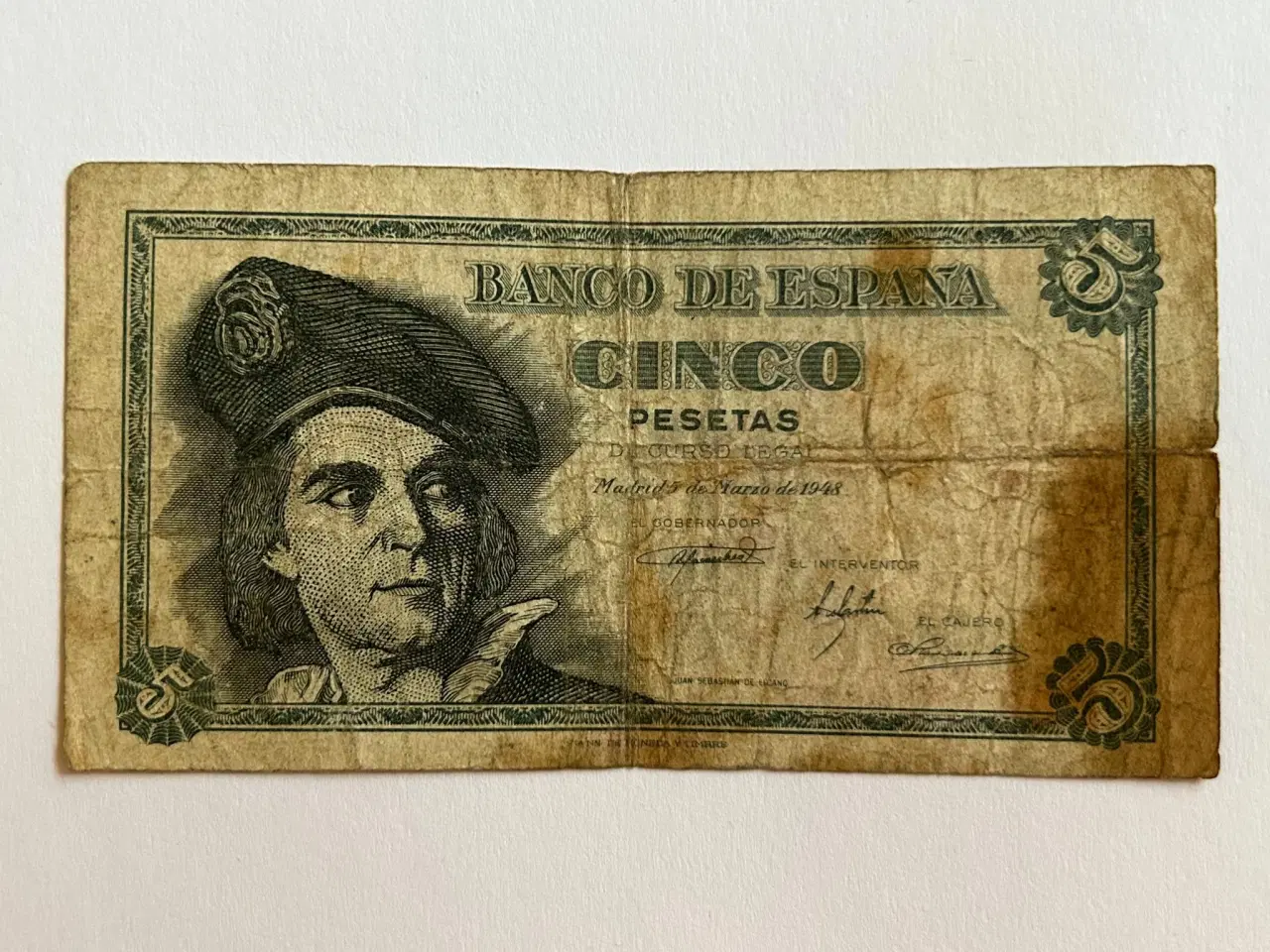 Billede 1 - 5 Pesetas Spain 1948 - Bad condition