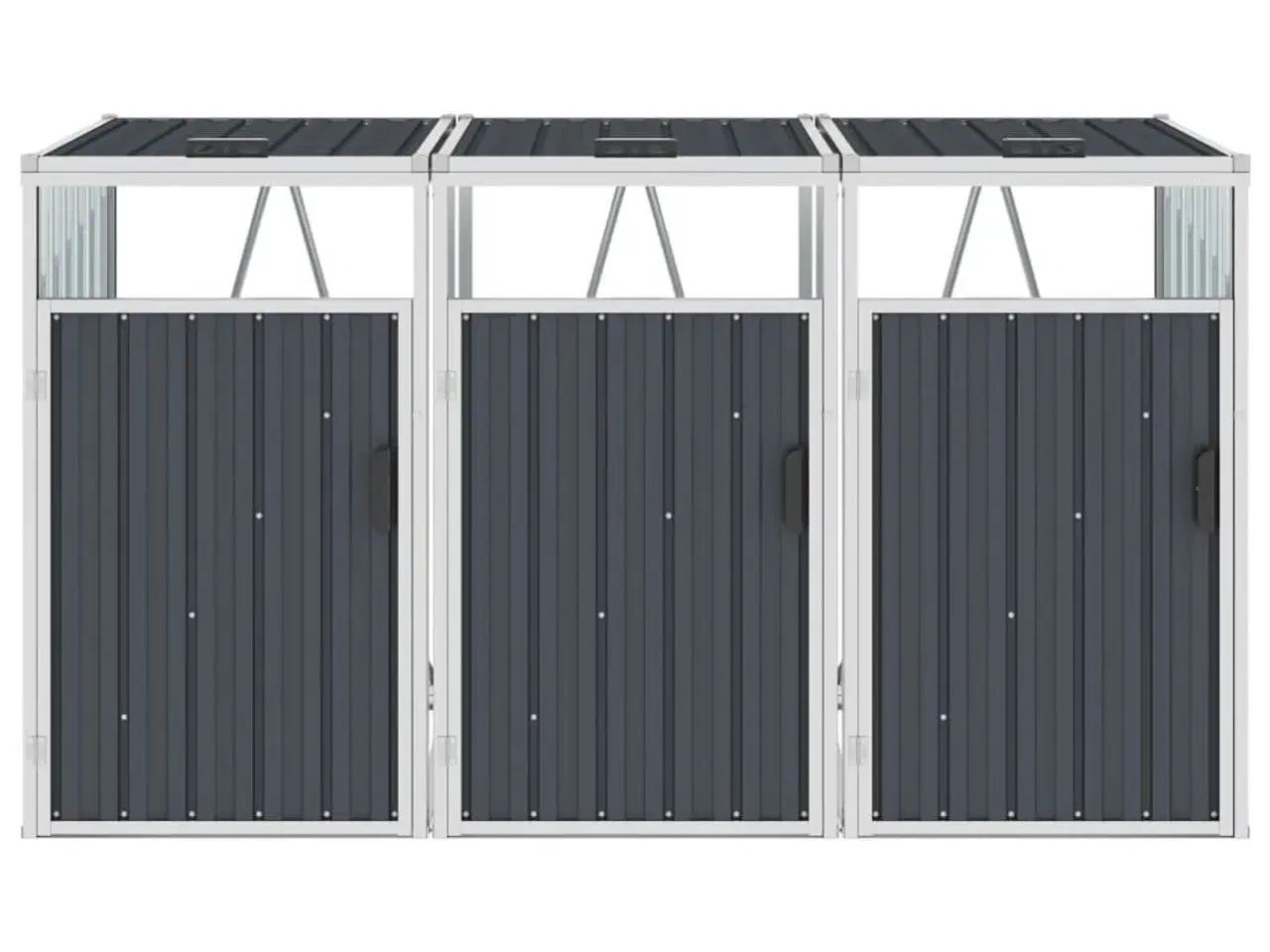 Billede 2 - Tredobbelt skraldespandsskur 213x81x121 cm stål antracitgrå