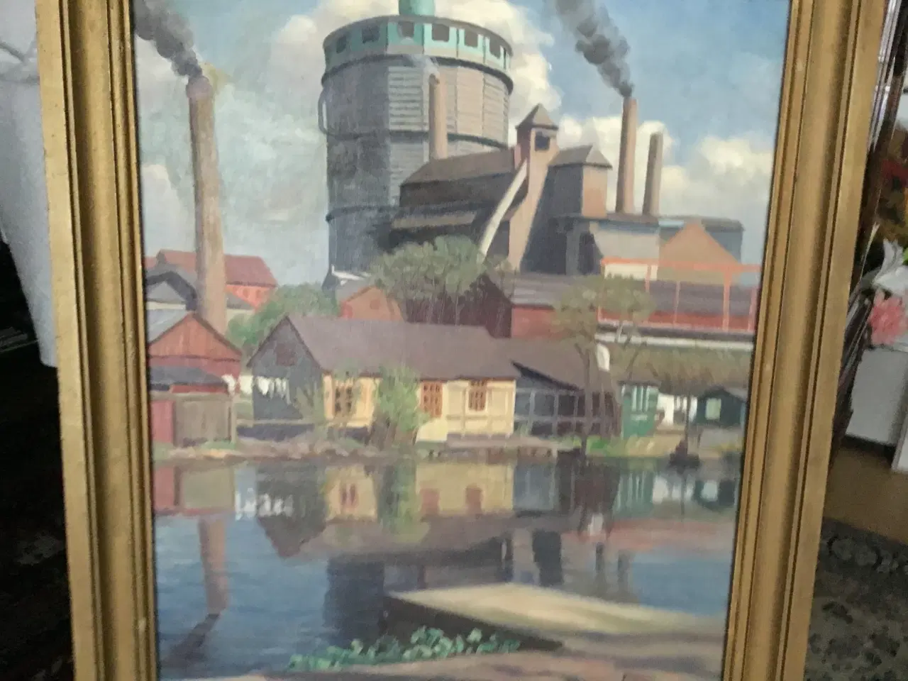 Billede 2 - Oliemaleri fra Odense Havn