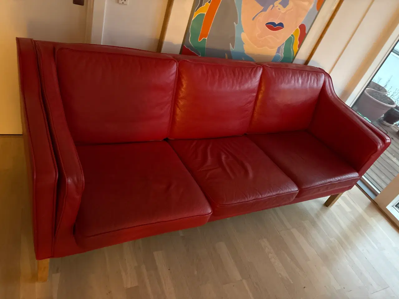 Billede 2 - Børge Mogensen-design i rødt læder