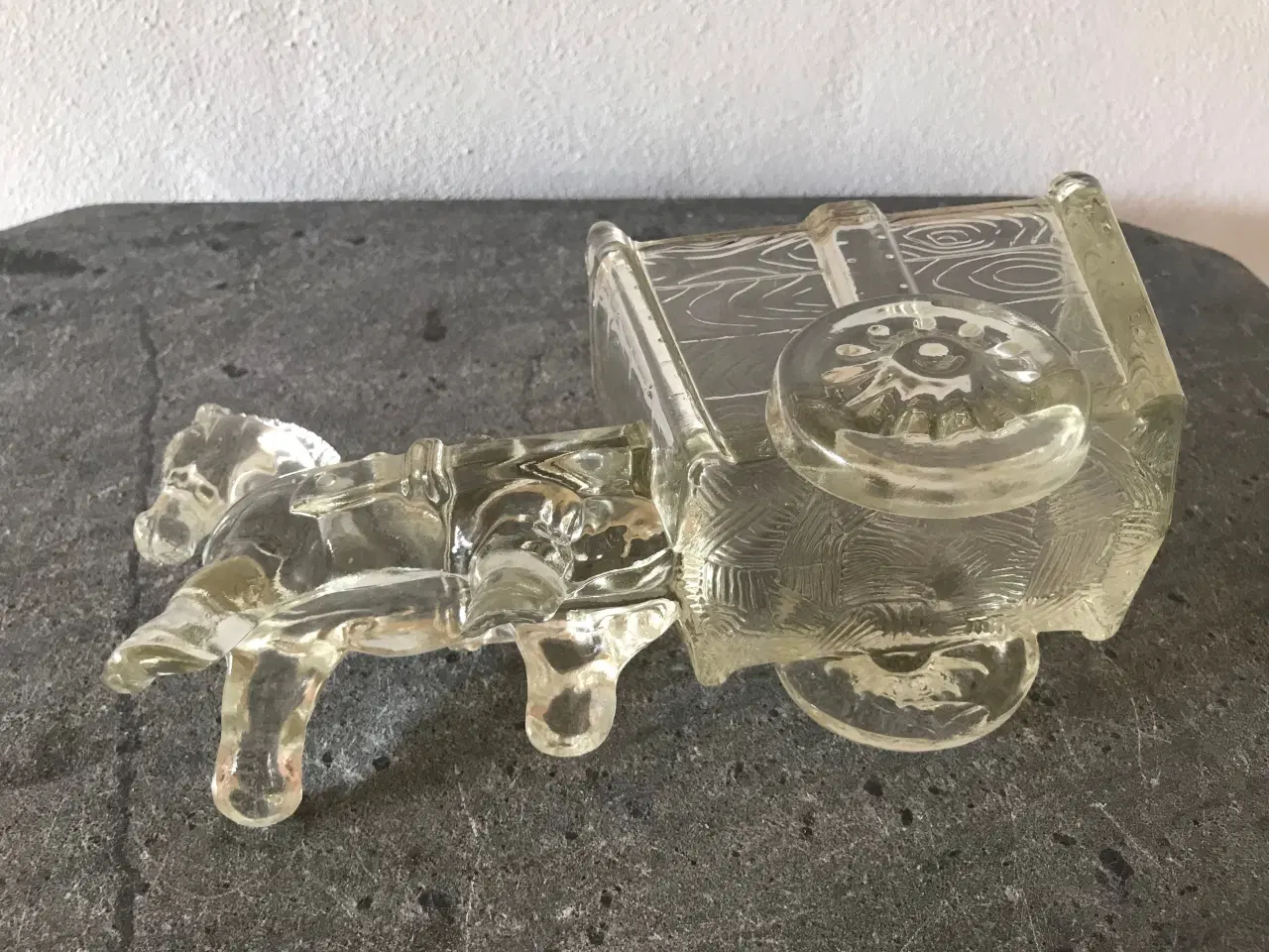Billede 6 - Vintage glasskål / glas-hest med vogn