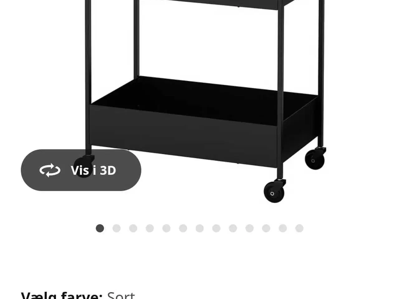 Billede 3 - Sort metal rullebord fra ikea