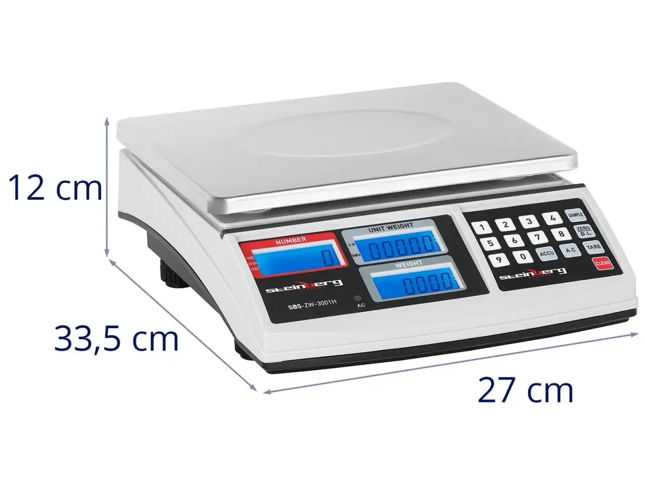 Billede 6 - Tællevægt – 30 kg / 1 g – hvid