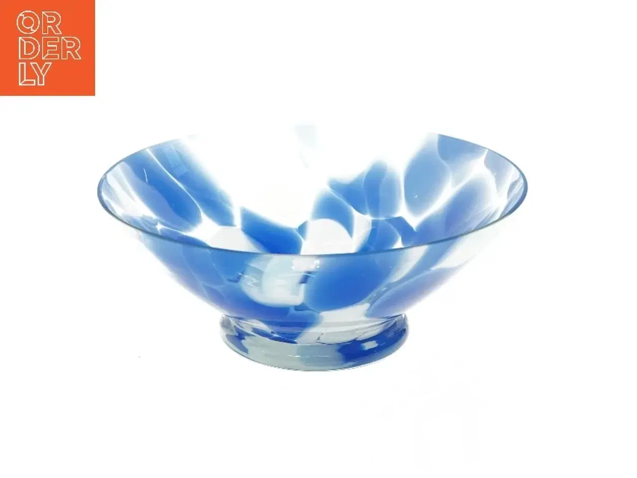 Billede 1 - Glasfad med blå-mønster (str. Ø 24,5 cm)