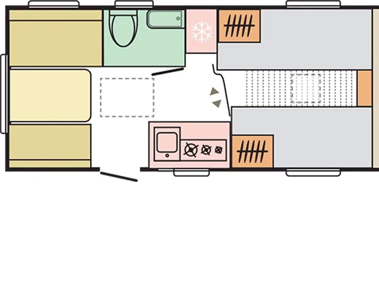 Billede 4 - 2024 - Adria Aviva 492 LU   Adria Aviva 492 LU 2024 med enkeltsenge - Kan ses nu hos Camping-specialisten