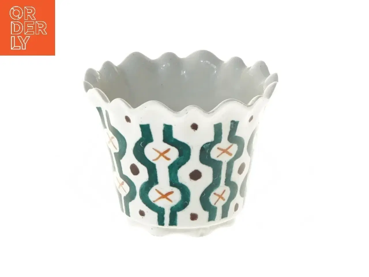 Billede 1 - Keramisk vase med mønster (str. Ø 12x10 cm)