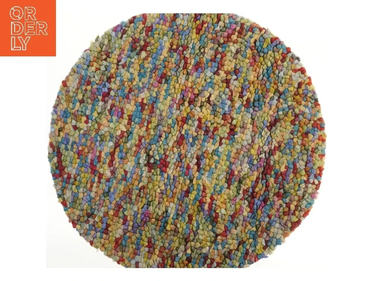 Billede 1 - Farverigt rundt kugletæppe (str. Ø 90 cm)