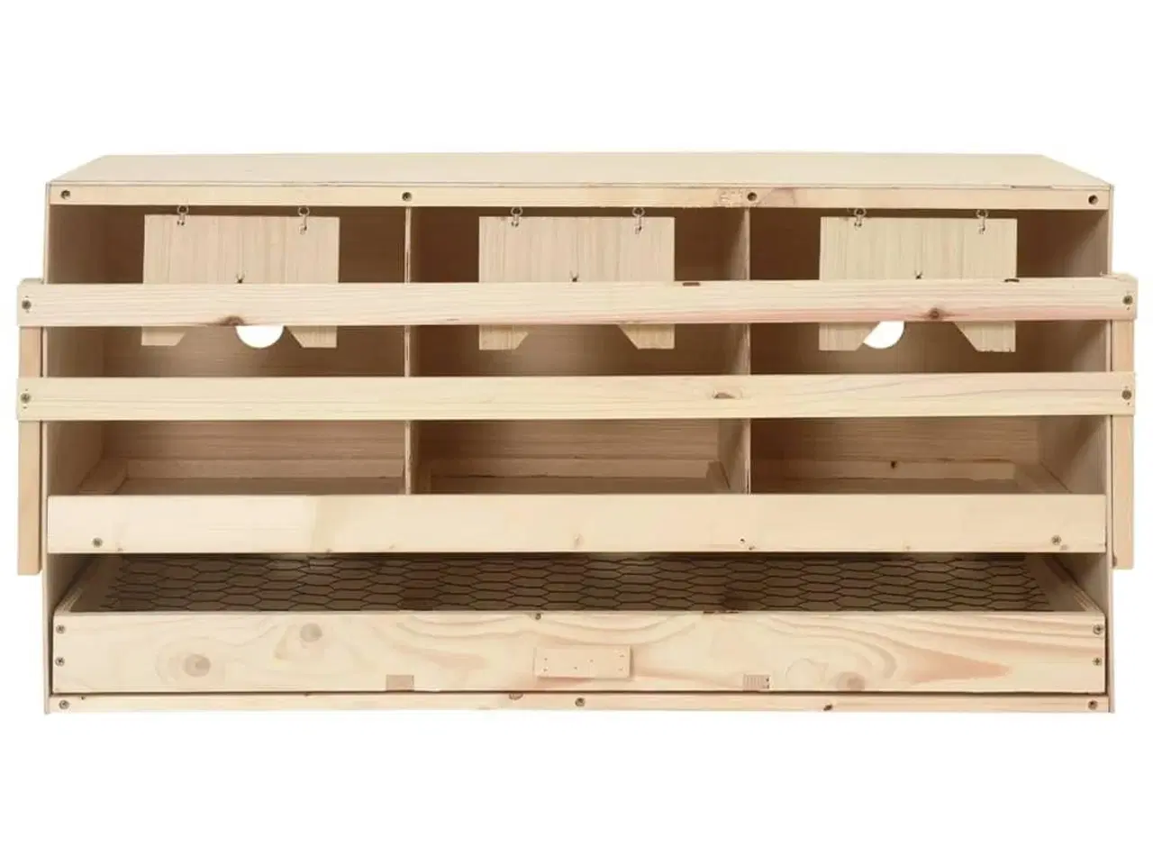 Billede 2 - Redekasse til høns med 3 rum 72x33x38 cm massivt fyrretræ