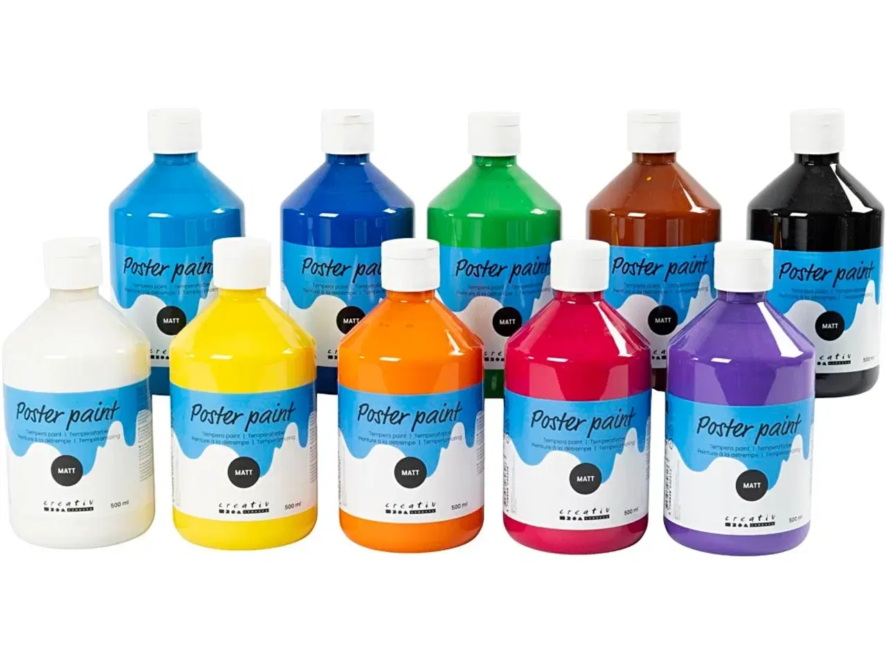 Billede 1 - Mat Temperamaling - Ass. Farver, 10x500ml