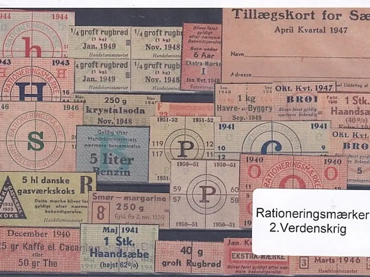 Billede 1 - Rationeringsmærker - 2. Verdenskrig